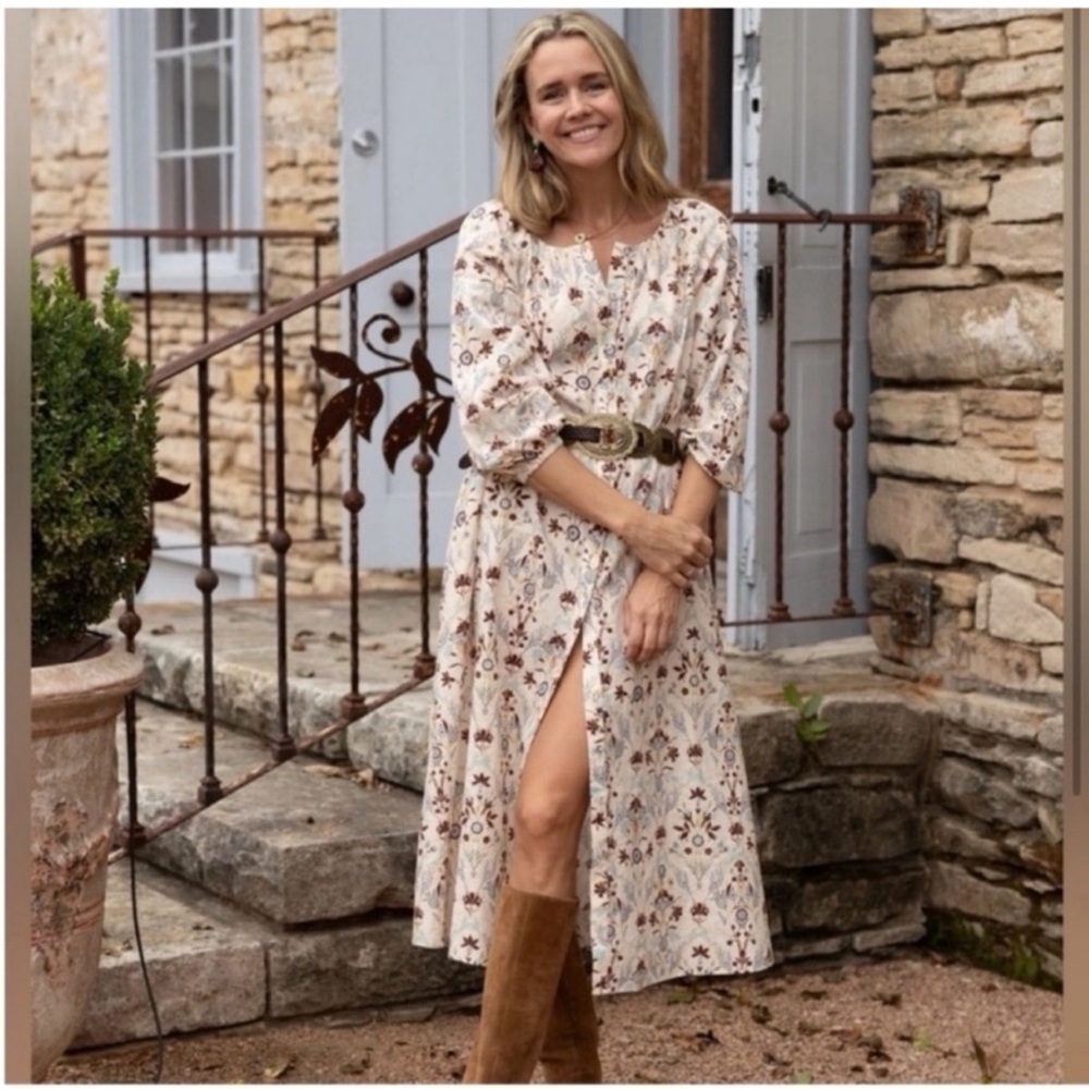 Masons daughter / nwt linen floral printed  midi dress small s